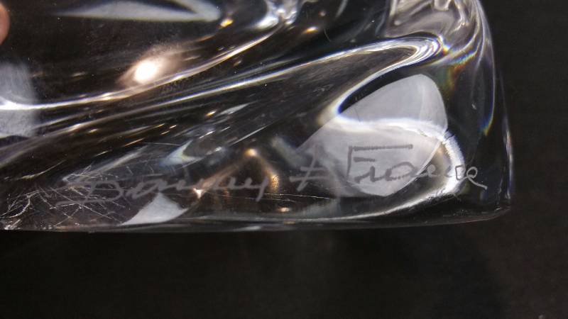 lot 39 image: Signed Daum Crystal Glacier Freeform Bookends