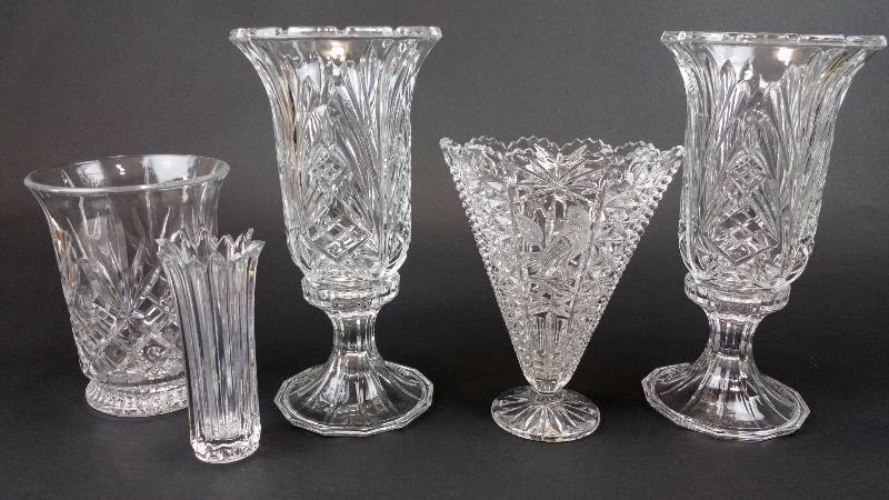 lot 40 image: Cut Crystal Vases  (2) 12 Candle Holders