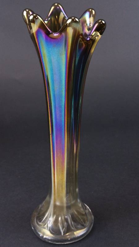 lot 44 image: Minature Morning Glory on Smoke Glass - Carnival Glass