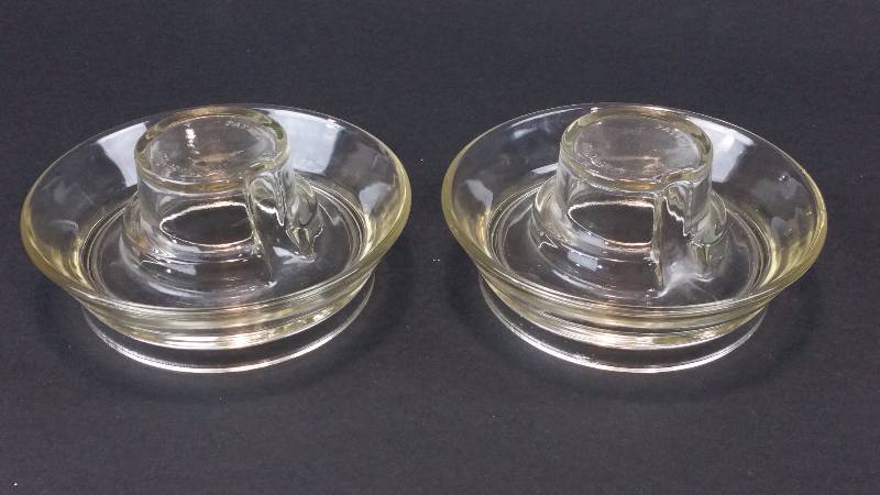 lot 56 image: Pair of Antique Glass Chicken Waterers