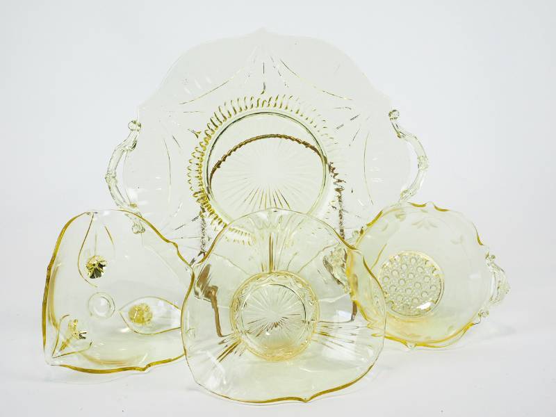 lot 81 image: Rare Lancaster Yellow Depression Glass Set