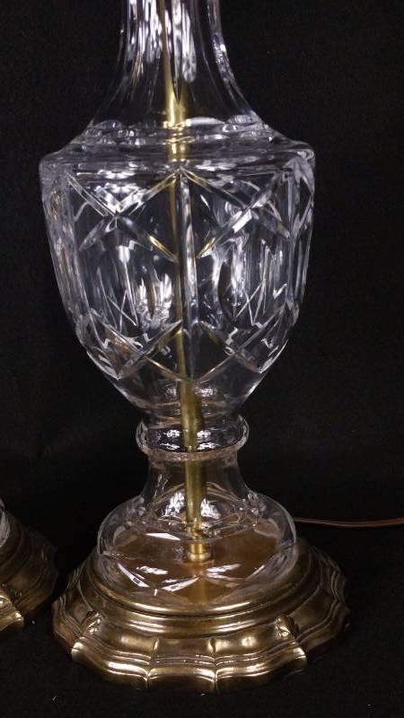 lot 7A image: Pair of Cut Crystal Table Lamps - West Germany
