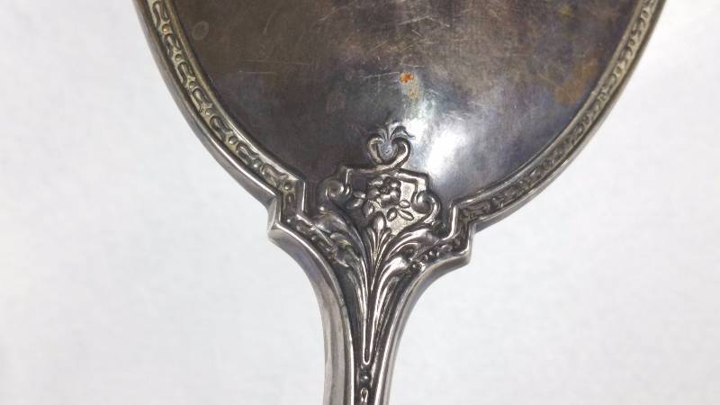 lot 88D image: Antique Art Nouveau Sterling Silver Dresser Set Mirror