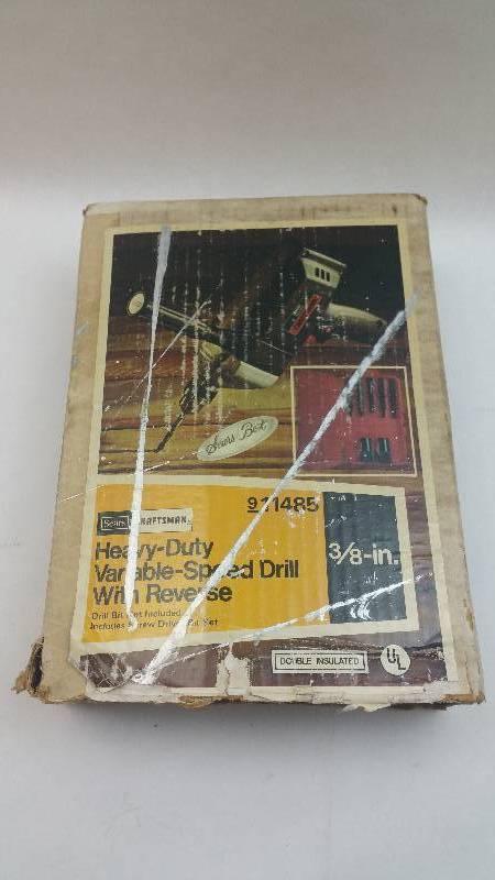 lot 493 image: Vintage Craftsman 38in Electric Drill Double Insulated Reversible-Variable Speed with Original Box and Instruction Manual GOOD WORKING CONDITION
