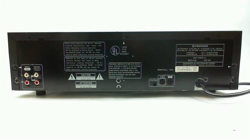 lot 93 image: PIONEER CT-W604RS DUAL CASSETTE DECK DOLBY PRO AUTO REVERSE FOR PARTS