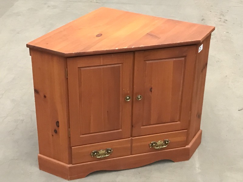 lot 21 image: Wooden Corner Cabinet ...