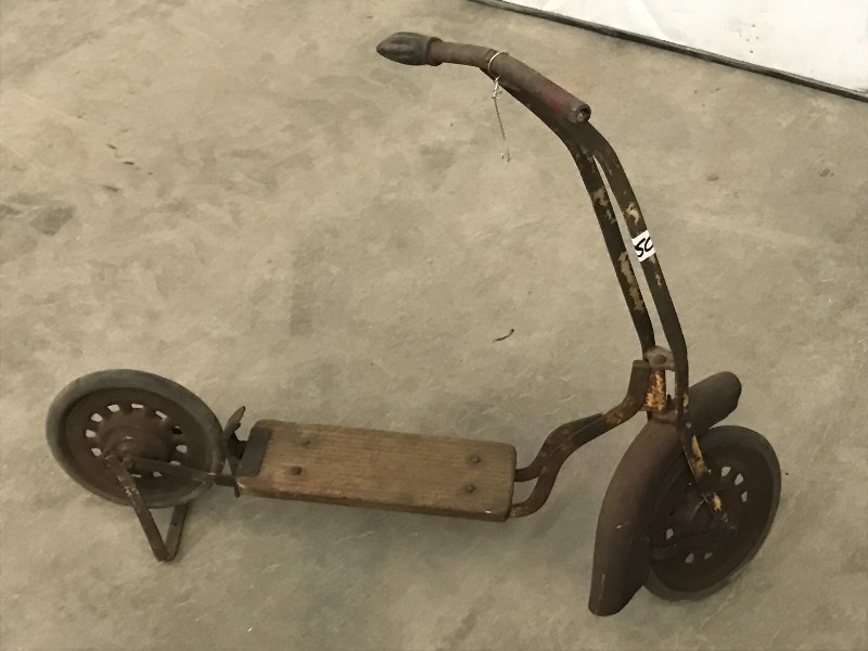 lot 50 image: Antique Steel-Framed Scooter ...