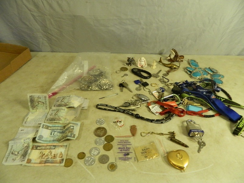 lot 24 image: Foreign Currency, Tokens, Keys, Lock, and More