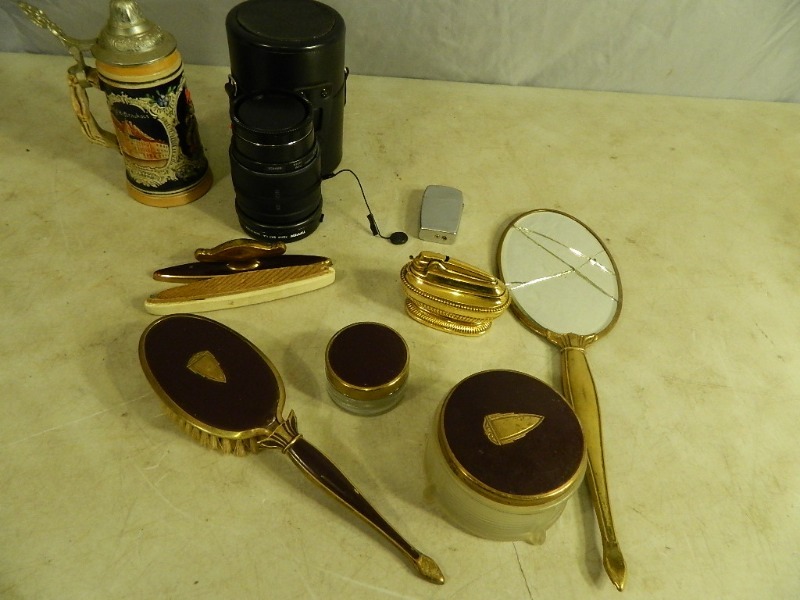 lot 25 image: Zippo, Vintage Vanity Set, and More
