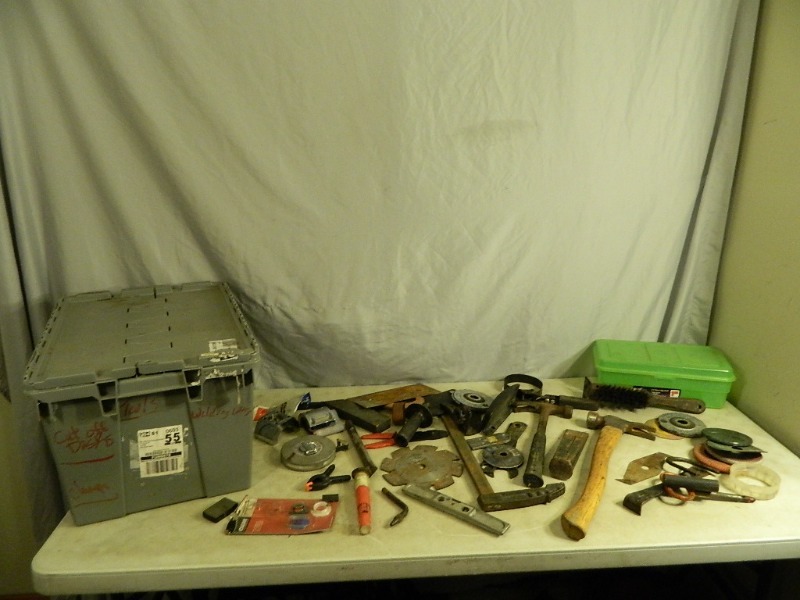 lot 79 image: Large Hammer, Tote, Tools, and More