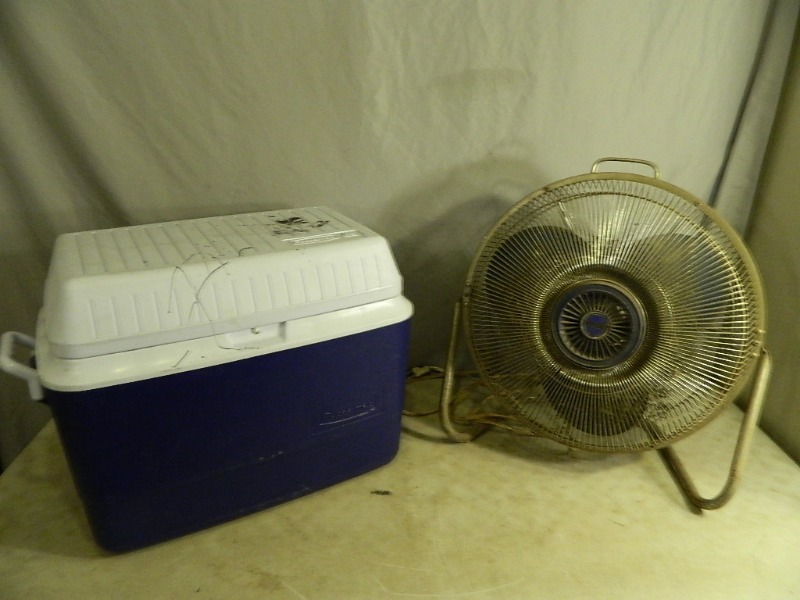 lot 83 image: Rubbermaid Cooler and Lakewood Fan