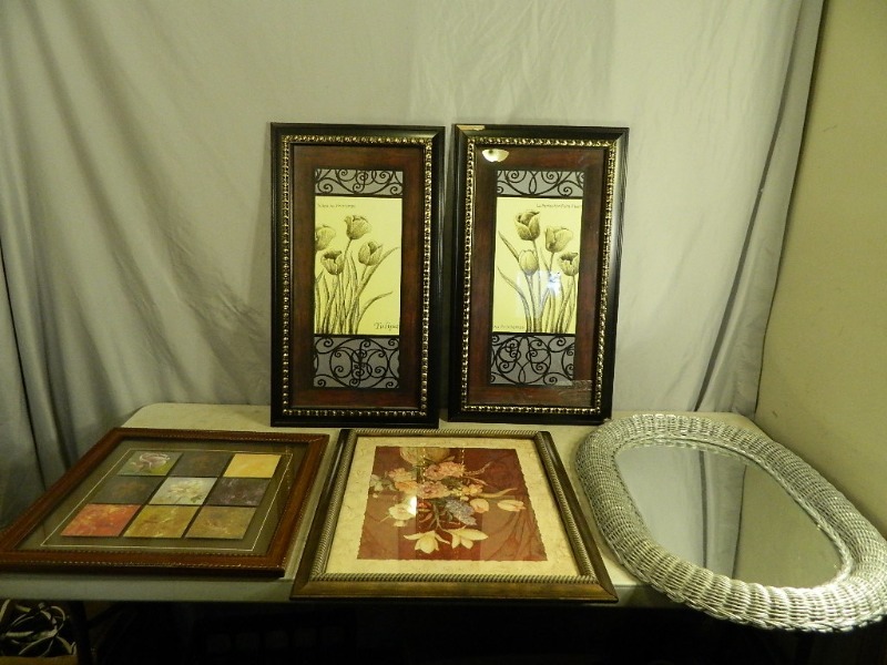 lot 115 image: Framed Art and Mirror