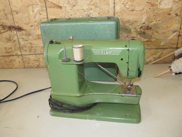 lot 67 image: Vintage Green ELNA Sewing Machine