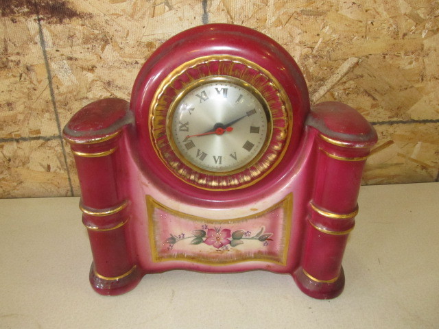lot 69 image: Antique Porcelain Mantle Clock