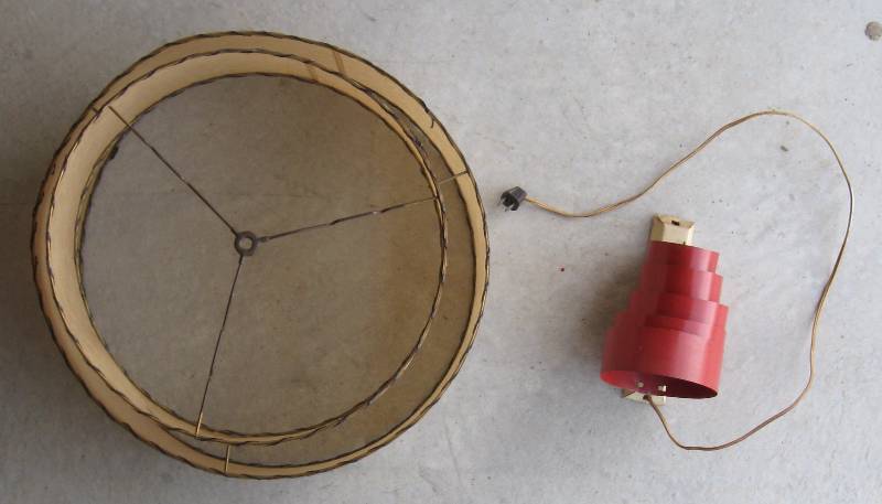 lot 30 image: Vintage, ART DECO, Double Barrel Fiberglass Shade & Small Wall Lamp