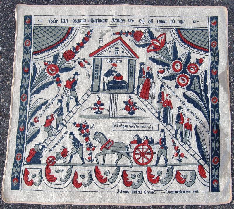 lot 22 image: Vintage Norwegian Framed Print & Scandinavian Fabric Wallhangings