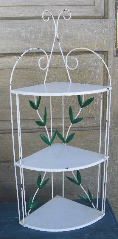 lot 61 image: Vintage Metal Bird Cage & Corner Shelf