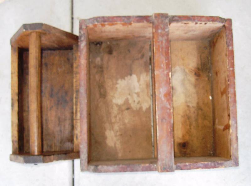lot 65 image: (2) Antique  Vintage Wood Tool Carriers