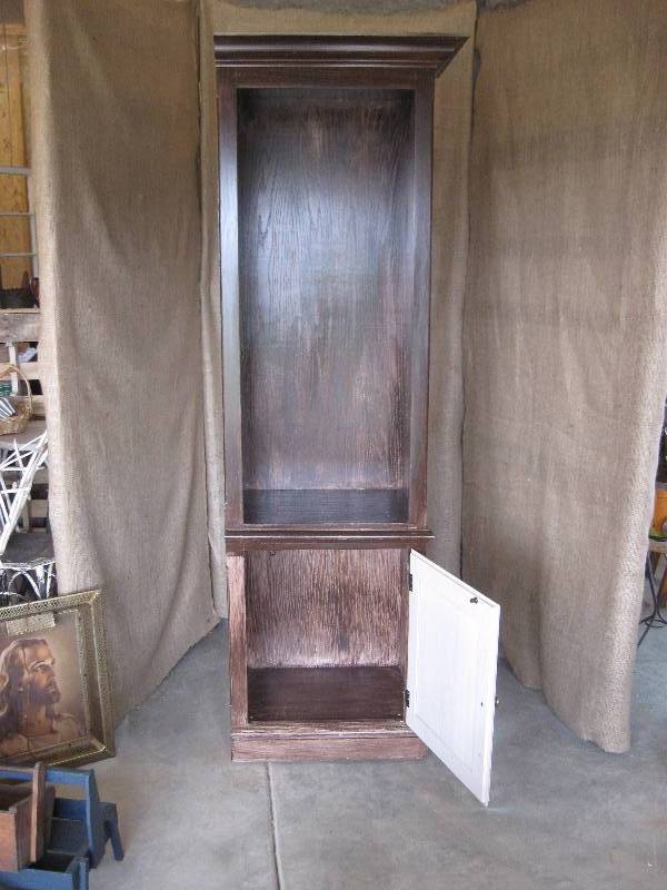 lot 2 image: Tall Side Cabinet (BrownWhite)