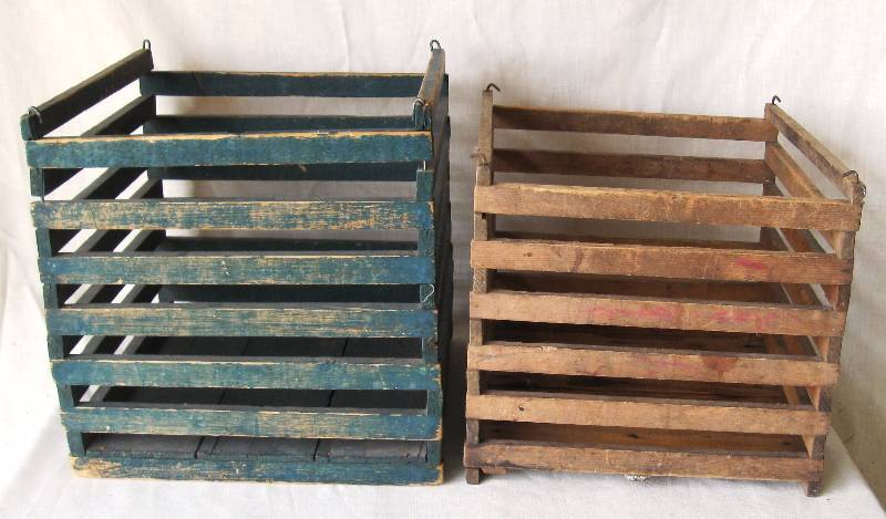 lot 69 image: (2) Wooden Egg Crates