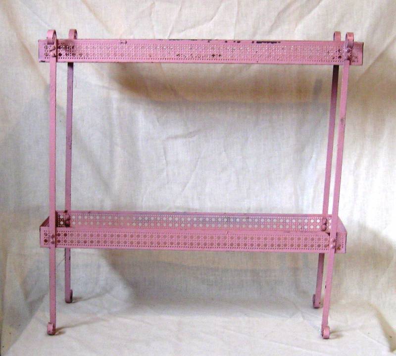 lot 68 image: Pink Metal Plant Stand & Short Metal Foot RestStand