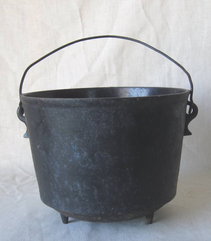 lot 132 image: Large, Cast Iron, Footed Cauldron Pot