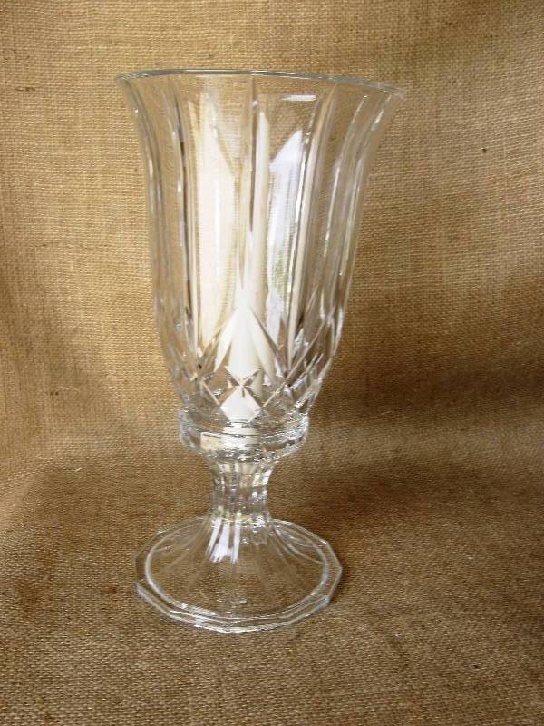lot 108 image: (3) Candle Holders Metal, Crystal & Frosted Glass