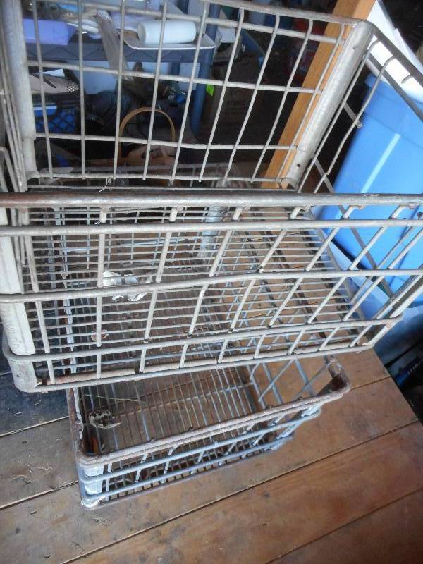 2 ANTIQUE METAL MILK CRATES