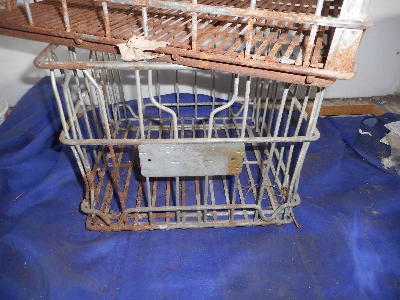 2 ANTIQUE STEEL MILK CRATES