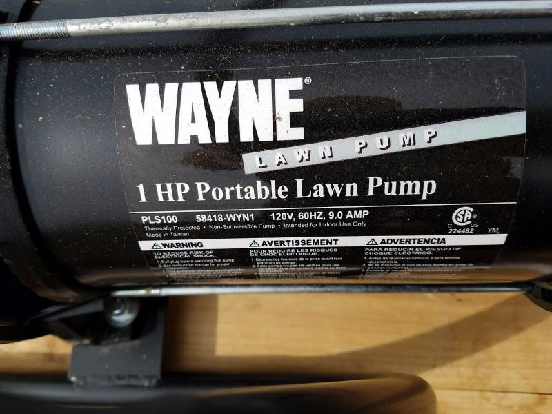 lot 18 image: WAYNE 1HP Portable Lawn Pump..Brand new