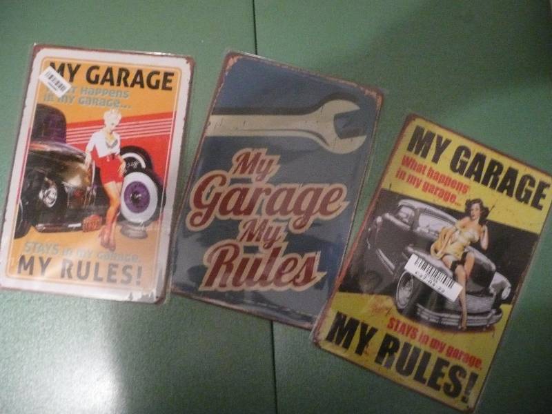 Metal Signs - All New In Wrapper - Garage Theme - See Pictures
