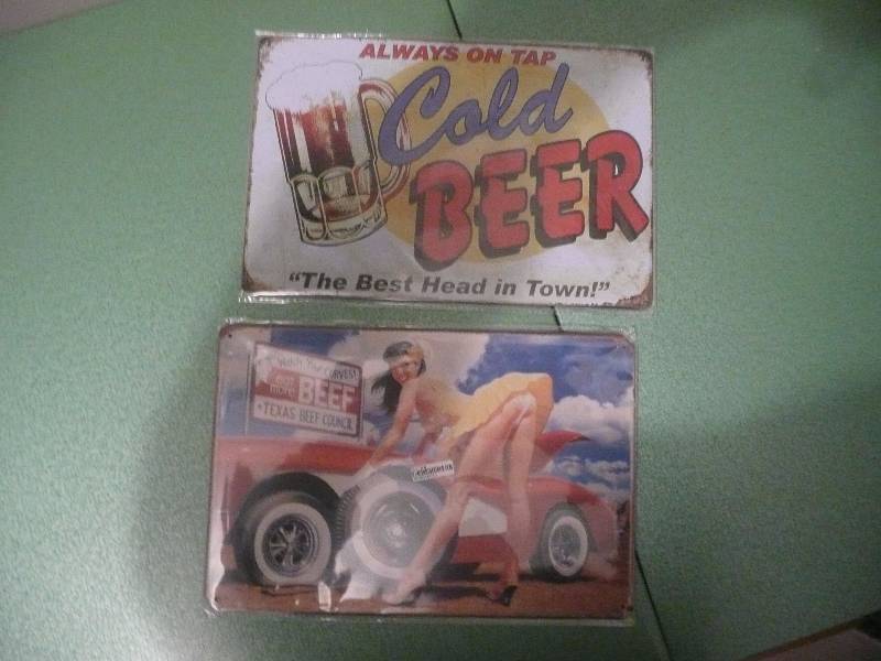 Metal Signs - All New In Wrapper - Beer & Gals - See Pictures