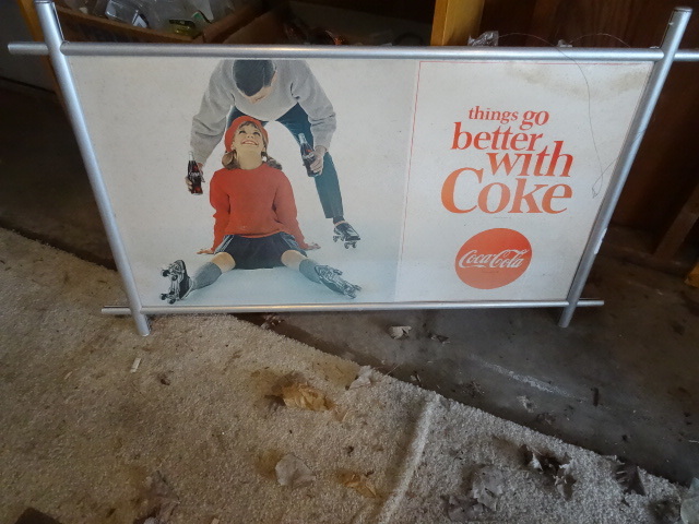 Vintage aluminum framed Coca Cola sign