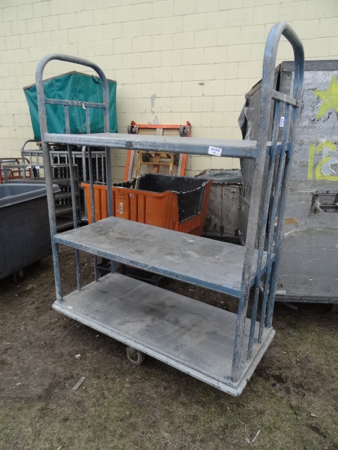 lot 11 image: Aluminum 3 tier cart on wheels. Stu...