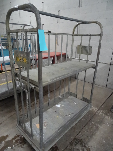 lot 66 image: 4 wheel aluminum 2 tier cart. Top s...