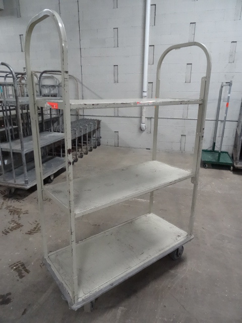 lot 74 image: 3 tier metal warehouse cart. Lockwo...