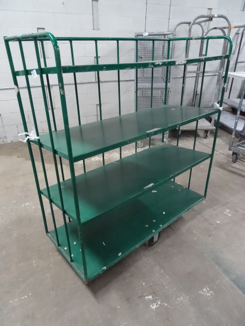 lot 85 image: 4 tier warehouse cart. Shelves slan...