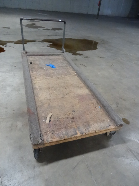 lot 97 image: 6 wheel wood framed warehouse cart....