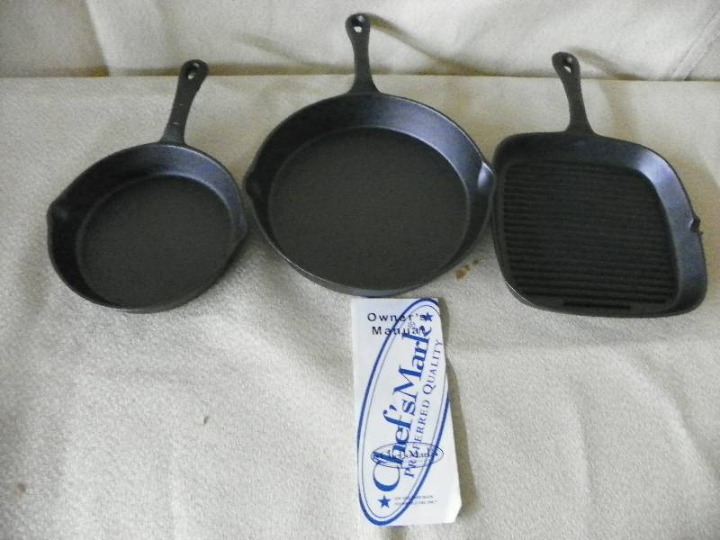 ChefsMark PreSeasond Cast Iron 3p Essential Pan Set