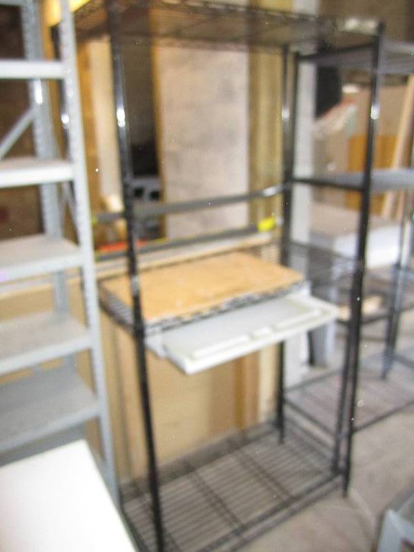 lot 23 image: metal  wire shelf with keyboard tr...
