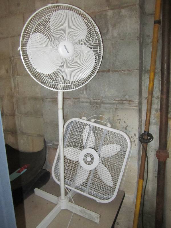 lot 63 image: Box fan and stand fan...