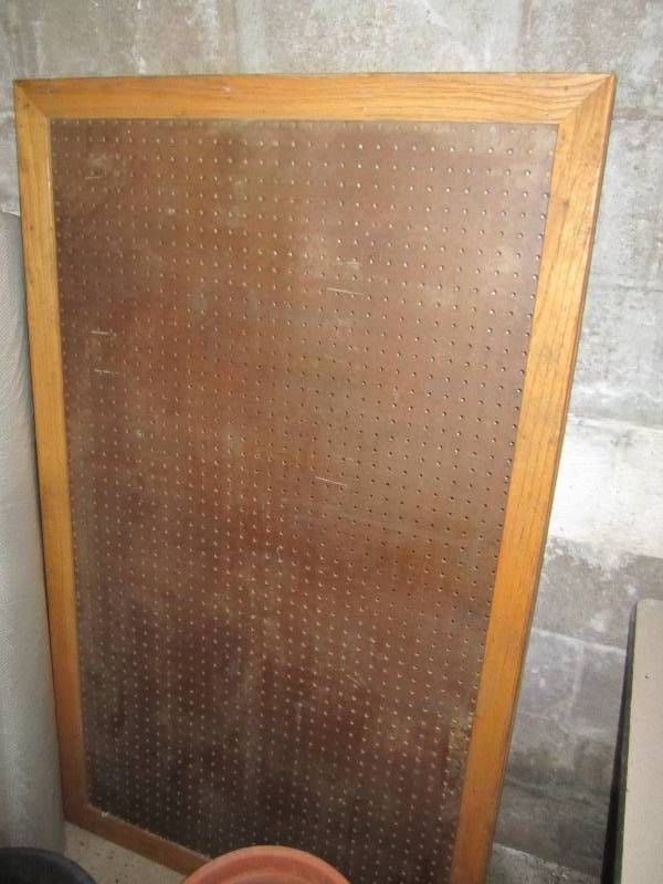 lot 67 image: Wood framed peg board...