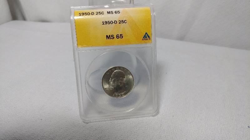1950-D WASHINGTON SILVER QUARTER (MS65 ANACS)