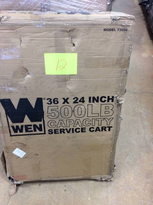 lot 12 image: Wen 500 Lbs capacity service cart 36 X 24