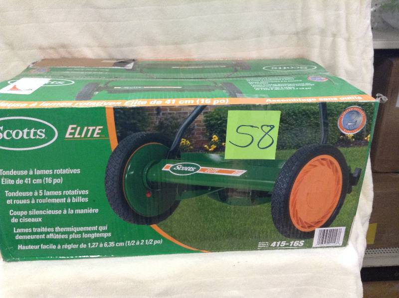 lot 58 image: Scotts Lawn Mowers 16 inch Walk Behind Push Reel Lawn never used