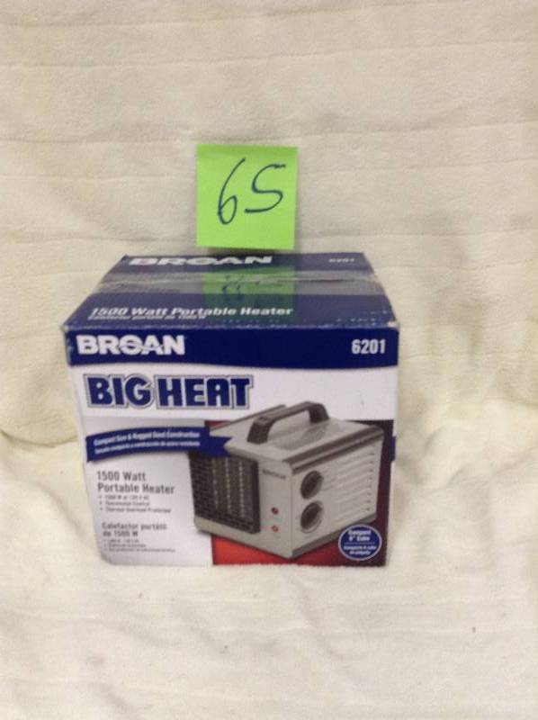 lot 65 image: Broan 1500-watt Big Heat Ceramic Electric Portable Heater Big Heat