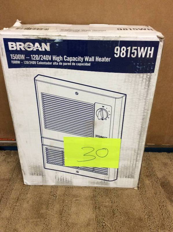 lot 30 image: Broan 1500- 120240v High Capacity Wall Heater model 9815WH