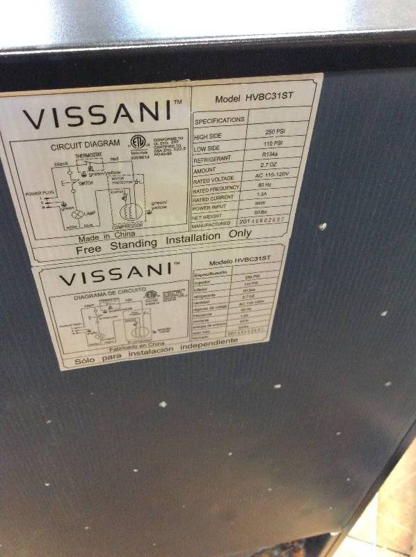 vissani wine cooler not getting cold