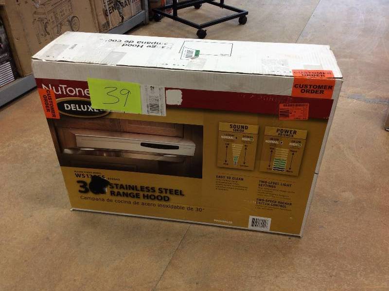 lot 39 image: Nutone Deluxe Stainless Steel Range Hood Allure Series Model Ws130ss