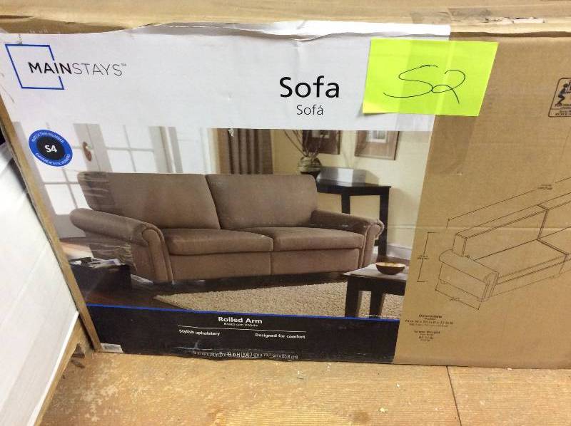 lot 52 image: Mainstas Rolled arm Sofa Brown